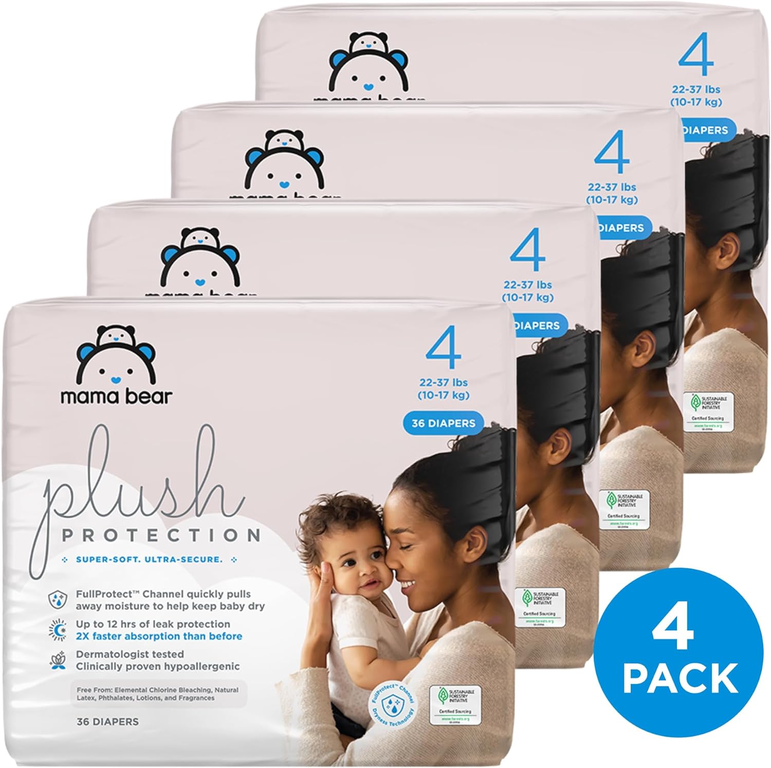 Amazon Brand - Mama Bear Plush Protection Diapers, Size 1, Assorted Print, 54 Count - Image 8